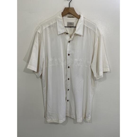 Vtg Quicksilver Waterman Collection Resort Coastal Camp Shirt L Tropical Vacay - Picture 1 of 16